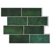 vidaXL Metro flīze 10 pcs Tum&scaron;i zaļ&scaron; 29 x 21 cm Poliuretāns un PET