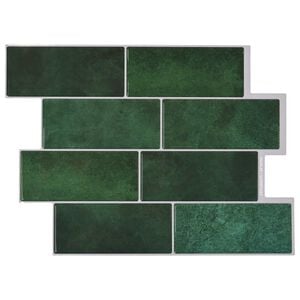 vidaXL Metro flīze 10 pcs Tum&scaron;i zaļ&scaron; 29 x 21 cm Poliuretāns un PET