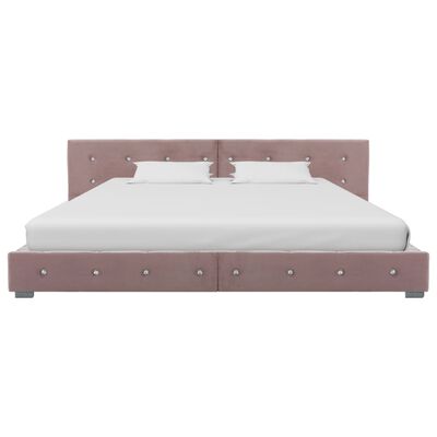vidaXL gultas rāmis, rozā samts, 160x200 cm