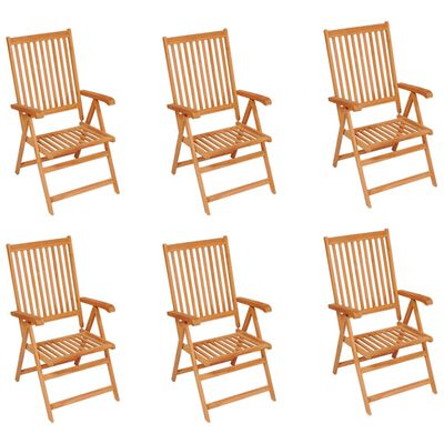 vidaXL dārza krēsli, pelēkbrūni matrači, 6 gab., masīvs tīkkoks