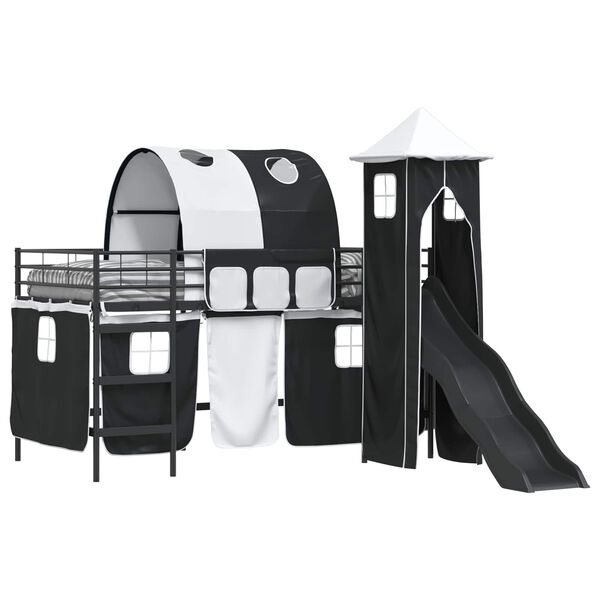 vidaXL Bērnu loft gultas rāmjis Melna 99,5 x 200 cm Metāls