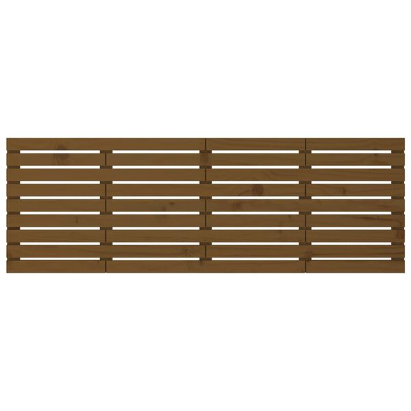 vidaXL sienas galvgalis, brūns, 206x3x63 cm, priedes masīvkoks