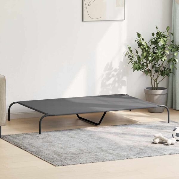 vidaXL Paaugstināta suņu gulta pelēka 150x90x20 cm Oksfordas audums