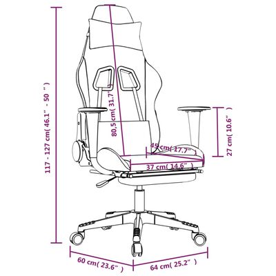 vidaXL masāžas datorkrēsls ar kāju balstu, melns un pelēkbrūns audums
