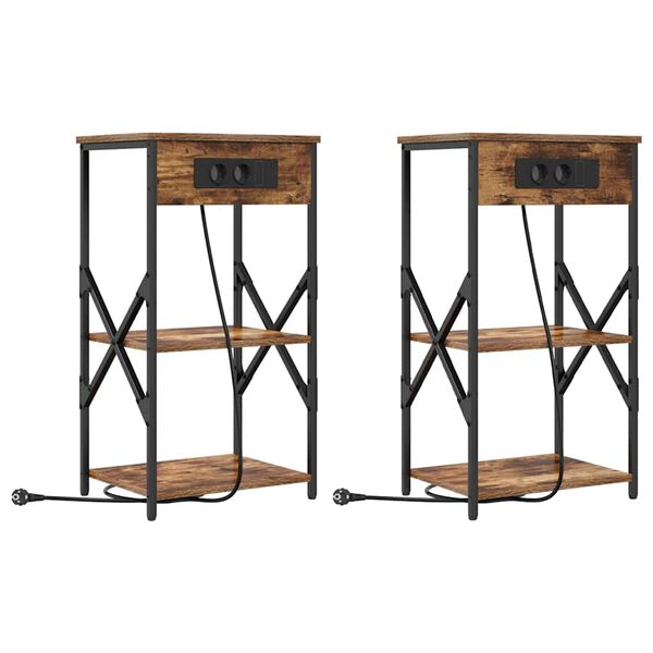 vidaXL Nakts skapītis ar plauktu 2 pcs Dūmaka ozols 41 x 31 x 76 cm