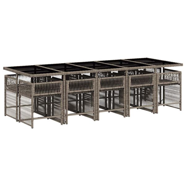 vidaXL 11-daļīgs dārza mēbeļu komplekts ar matračiem, PE rotangpalma