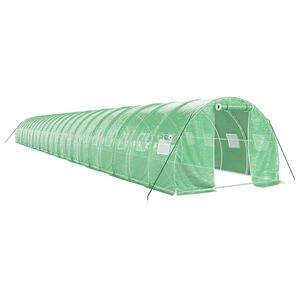 vidaXL siltumnīca ar tērauda rāmi, zaļa, 66 m&sup2;, 22x3x2 m