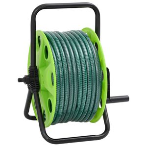 vidaXL brīvi stāvo&scaron;a zaļa &scaron;ļūtenes spole ar 20 m &scaron;ļūteni, PVC