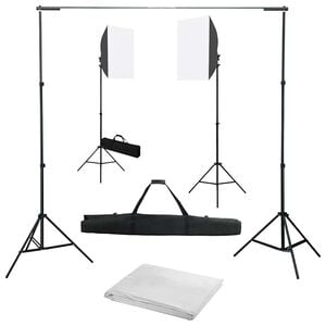vidaXL fotostudijas komplekts &ndash; gaismas izkliedētāji un fons