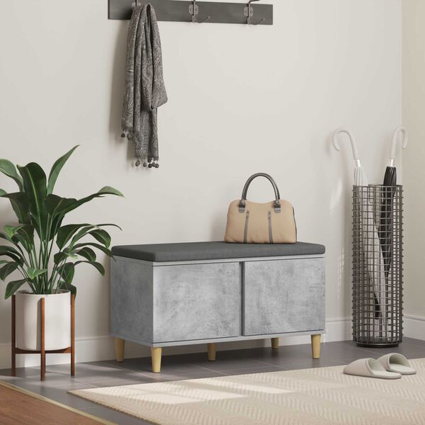 vidaXL Zāles sols ar spilvenu ar durvīm Betona pelēks 80 x 38 x 46 cm