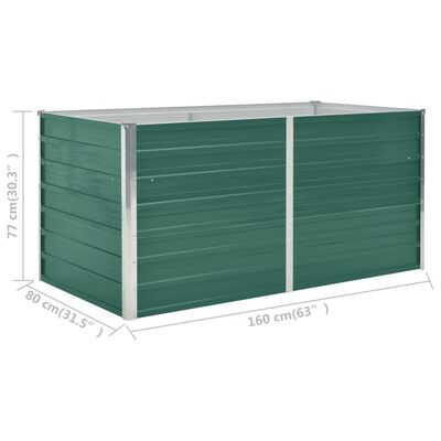 vidaXL puķu kaste, zaļa, 160x80x77 cm, cinkots tērauds