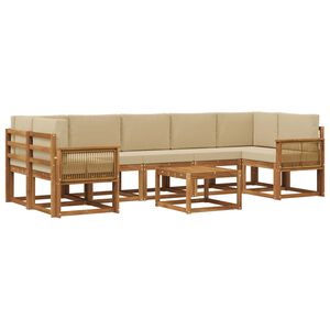 vidaXL Āra dīvānu komplekts 8 pcs Dabisks un bē&scaron;s Poliesters