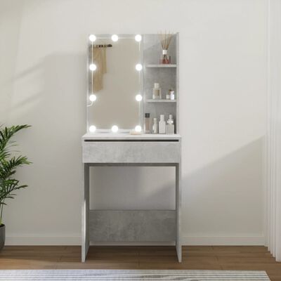 vidaXL spoguļgaldiņš ar LED, betona pelēks, 60x40x140 cm