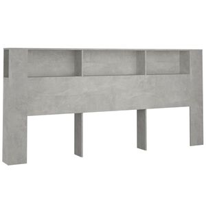 vidaXL gultas galvgalis ar plauktu, betona pelēks, 220x18,5x104,5 cm
