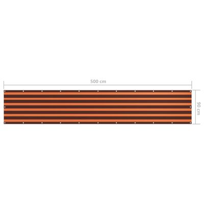 vidaXL balkona aizslietnis, 90x500 cm, oranžs un brūns audums