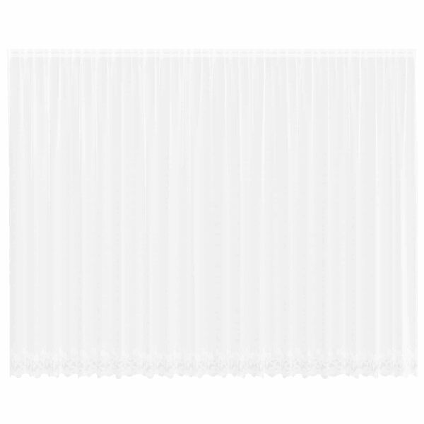 vidaXL Mežģīņu aizkars ar aizkariem Balts 280 x 600 cm Poliesters