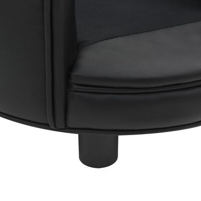 vidaXL suņu dīvāns, melns, 48x48x32 cm, plīšs, mākslīgā āda