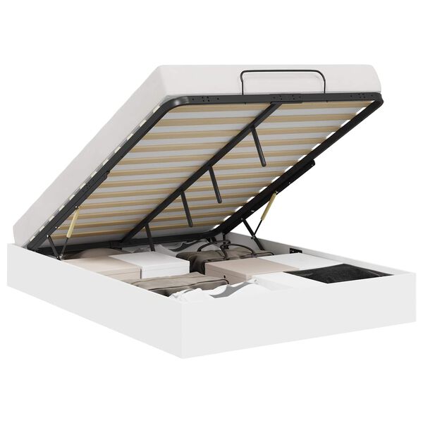 vidaXL Otomāna gultas rāmis Balts 203 x 140 x 25 cm Inženierijas koks