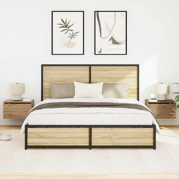 vidaXL Sienā piestiprināms naktsgaldiņ&scaron; 2 pcs Artisānā ozols