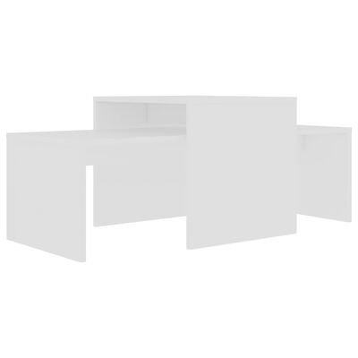 vidaXL kafijas galdiņu komplekts, balts, 100x48x40 cm, skaidu plāksne