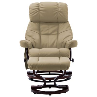 vidaXL masāžas krēsls, atgāžams, gaiši brūna mākslīgā āda, liekts koks
