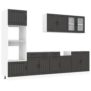 vidaXL 7-daļīgs virtuves skapītis komplekts, Kalmar, melns