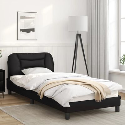 vidaXL gultas rāmis ar LED, melns, 80x200 cm, mākslīgā āda