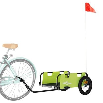 vidaXL velosipēda piekabe, zaļa, Oksfordas audums, dzelzs
