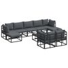 vidaXL Dārza dīvānu komplekts ar spilvenu 10 pcs Melna Alumīnijs