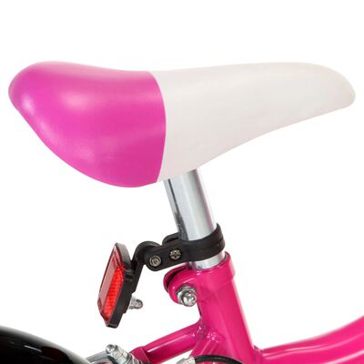 vidaXL bērnu velosipēds, 16 collas, melns ar rozā