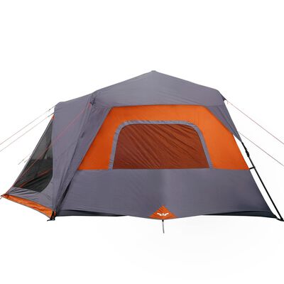 vidaXL kempinga telts 10 personām, pelēka, oranža, ūdensnecaurlaidīga