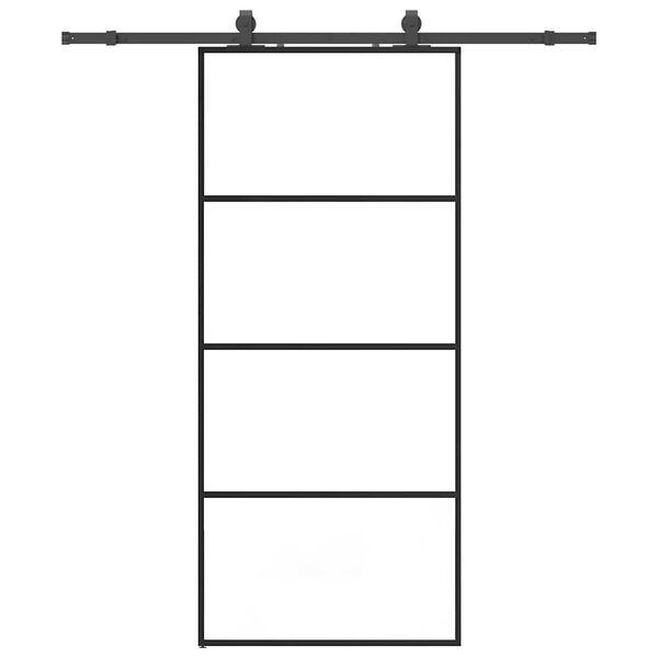vidaXL bīdāmās durvis ar stiprinājumiem, melns, stikls, 90x205 cm