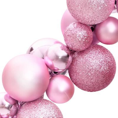 vidaXL Ziemassvētku bumbiņas, rozā, 175 cm, polistirols