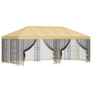vidaXL Paviljons ar sānu sienām 6 x 3 m Krēmkrāsa
