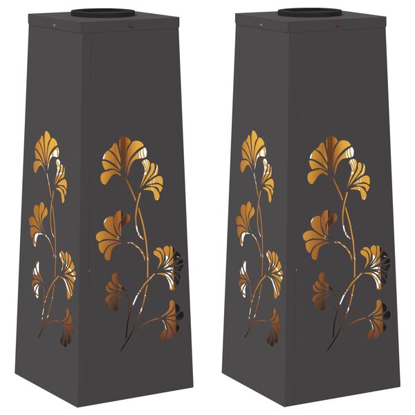 vidaXL Saules LED ceļa gaisma 2 pcs Melna Auksti velmēts tērauds