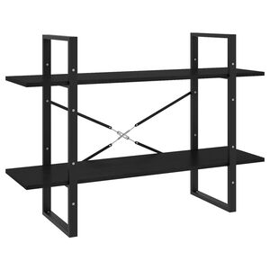 vidaXL 2-līmeņu grāmatu plaukts, melns, 100x30x70 cm, priedes koks