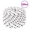 vidaXL darba virve, balta, 10 mm, 100 m, poliesters