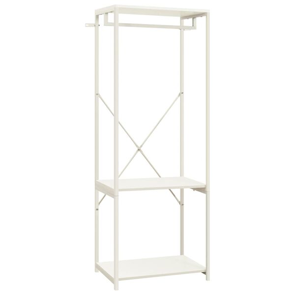 vidaXL drēbju plaukts, balts, 60x40x167 cm, metāls, skaidu plāksne