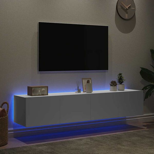 vidaXL TV galdiņi ar LED lampiņām, 2 gab., balti, 80x35x31 cm