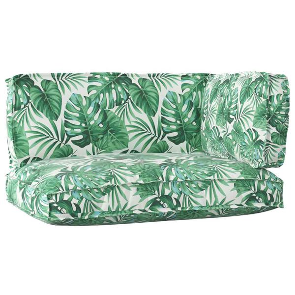 vidaXL Kastī&scaron;u spilvenu komplekts Ziedu raksts 3 pcs Zaļ&scaron; Lapu Raksts