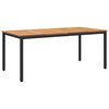 vidaXL Āra galds Dabīgs un melns 180 x 90 x 75 cm Cietā akācijas koks