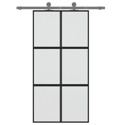 vidaXL bīdāmās durvis, melnas, 102,5x205 cm, rūdīts stikls, alumīnijs