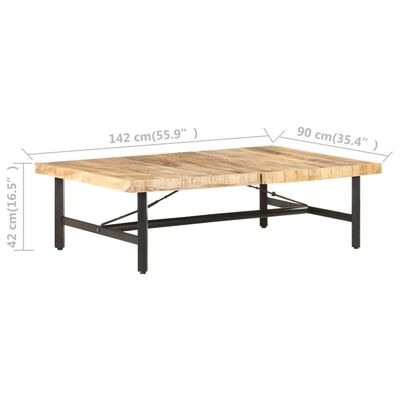 vidaXL kafijas galdiņš, 142x90x42 cm, mango masīvkoks