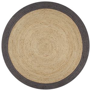 vidaXL paklājs ar tum&scaron;i pelēku malu, džuta, 120 cm, roku darbs
