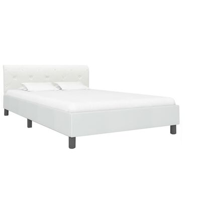 vidaXL gultas rāmis, balta mākslīgā āda, 140x200 cm