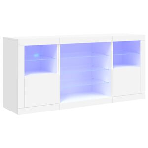 vidaXL kumode ar LED lampiņām, 142,5x37x67 cm, balta