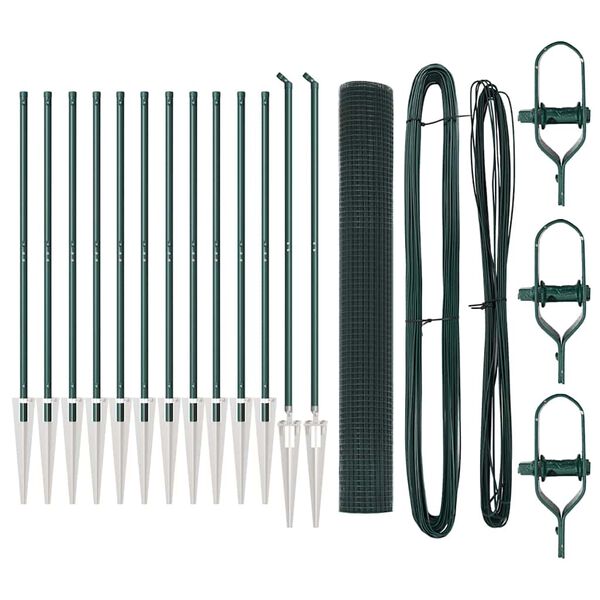 vidaXL Žoga āķis Zaļa 25 x 1 m (19 x 19 mm siets) Tērauds