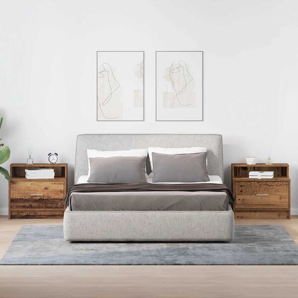 vidaXL naktsskapī&scaron;i ar atvilktni, 2 gab., veca koka, 51x31x47 cm