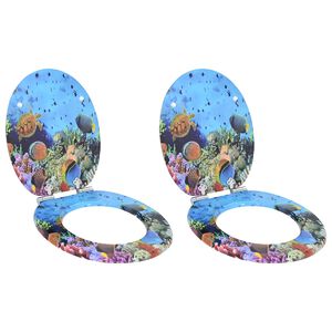 vidaXL Mīksta aizvēr&scaron;anās tualetes sēdeklis 2 pcs Dziļi jūras zils