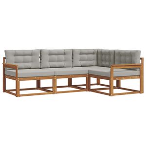 vidaXL Āra dīvānu komplekts ar spilvenu 4 pcs Dabīgs un gai&scaron;i pelēks